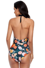 Keyhole Print One Piece Swimwear