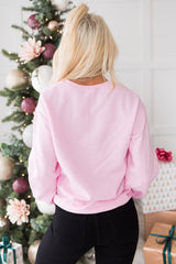 Rosa Pullover mit Weihnachts-Jolly-Buchstaben-Print