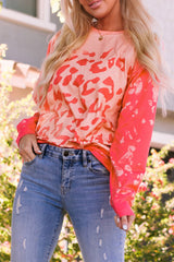 Sudadera con estampado de guepardo desteñido rosa