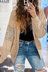 Patchwork-Kapuzenjacke mit Pergament-Print