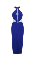 VESTIDO MIDI AJUSTADO EN AZUL