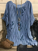 Plus Size Elegant T-shirt, Women's Plus Casual Floral Print Round Neck Half Sleeve Tee