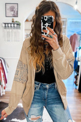 Patchwork-Kapuzenjacke mit Pergament-Print