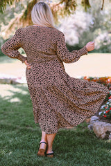 Pink Plus Size Leopard Print Smocked Tiered Dress