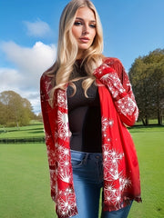 Freizeitmantel in Übergröße, Damen-Cardigan mit Sternenmuster, langen Ärmeln und offener Vorderseite, leicht dehnbar