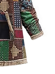 Plus Size Colorblock Long Sleeve Fleece Liner Hoodie Coat, Women's Plus Plush Button Up Coat