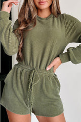Pickle Green – Langärmliger Pullover mit Kordelzug und Kordelzug