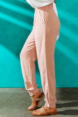 Rosa Hose mit hoher Taille und elastischem Bund