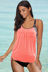 Rosa bedruckter Tankini-Badeanzug mit Futter