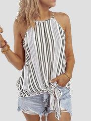 Fashion Striped Sling Off Shoulder Sleeveless Vest