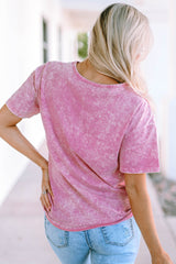 Camiseta gráfica con lavado mineral y estampado de estrellas vintage rosa