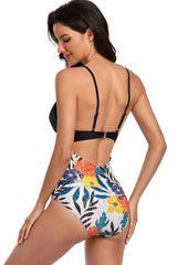 One Piece Patchwork Floral Bikini