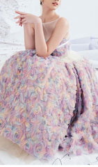 VESTIDO MIDI PLISADO FLROAL EN ROSA