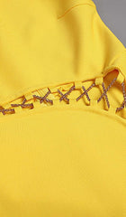 HOHL HOCH GESPLITTETES MAXIKLEID IN GELB