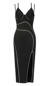 MIDIKLEID MIT UNREGELMÄSSIGEM TEIL IN SCHWARZ