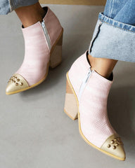 Women's Fashion Animal Print Rivet Zipper Ankle Boots