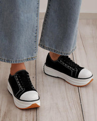 Women's Fashion Athletic Solid Color Round Toe Platform Sneakers