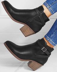 Women's Casual Simple Daily Zipper Ankle Boots