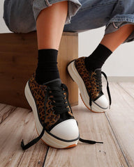 Women's Fashion Athletic Color-Blocking Lace-up Platform Sneakers