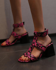 Women's Elegant Rivet Adjusting Buckle Chunky Heel Sandals