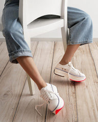 Women's Fashion Athletic Color-Blocking Lace-up Platform Canvas Sneakers