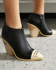 Women's Fashion Animal Print Rivet Zipper Ankle Boots