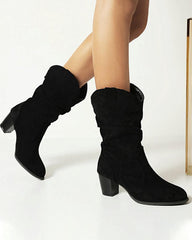 Women's Casual Daily Slip On Chunky Heel Boots