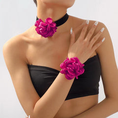 Women's Elegant Romantic Rose Necklace Bracelets