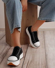 Women's Fashion Athletic Solid Color Round Toe Platform Sneakers