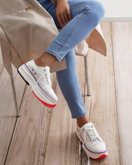 Women's Fashion Athletic Color-Blocking Lace-up Platform Canvas Sneakers