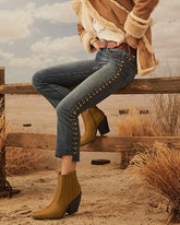 Lässige Damenstiefel mit einfachem Gummiband, Reißverschluss und klobigem Absatz