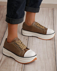 Women's Fashion Athletic Color-Blocking Lace-up Platform Sneakers