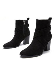 Women's Elegant Simple Cross-strap Zipper Chunky Heel Ankle Boots