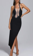 Neckholder-Bandange-Midikleid