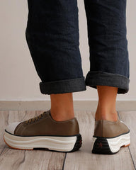 Women's Fashion Athletic Color-Blocking Lace-up Platform Sneakers