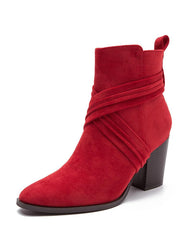 Women's Elegant Simple Cross-strap Zipper Chunky Heel Ankle Boots