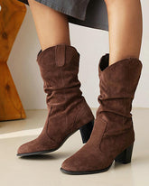 Women's Casual Daily Slip On Chunky Heel Boots
