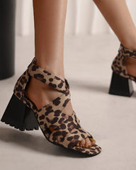 Women's Casual Daily Zipper Chunky Heel Sandals