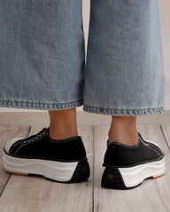 Women's Fashion Athletic Solid Color Round Toe Platform Sneakers