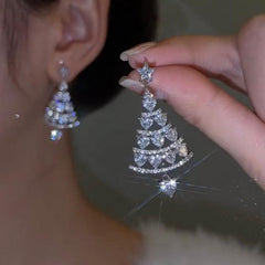 Women's Diamond Christmas Tree Earrings