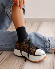 Women's Fashion Athletic Color-Blocking Lace-up Platform Sneakers