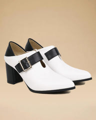 Tacones elegantes con bloques de color para uso diario para mujer (dos maneras de usarlos)