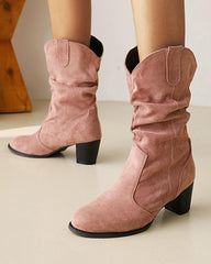 Women's Casual Daily Slip On Chunky Heel Boots