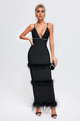 Ginny Feather Maxi Bandage Dress