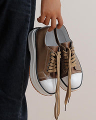 Women's Fashion Athletic Color-Blocking Lace-up Platform Sneakers