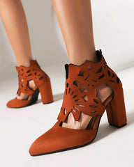 Tacones elegantes e informales con cremallera y aberturas para mujer