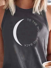 Moon Alphabet Print Round Neck Tank Top