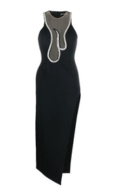 Neckholder-Bandange-Midikleid