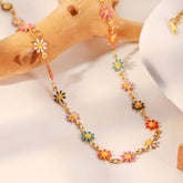 Buntes Daisy Chain Halskettenarmband für Damen