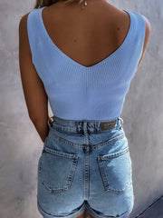 Pure Sleeveless V-Neck Casual Tank Tops